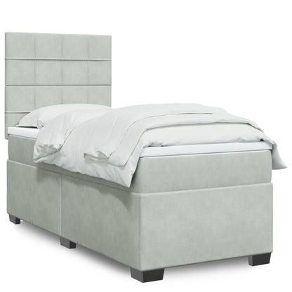 Boxspringbett mit Matratze Hellgrau 100x200 cm Samt
