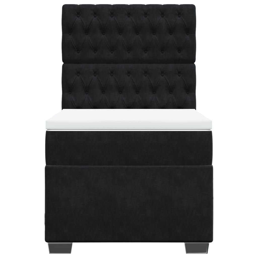 Boxspringbett mit Matratze Schwarz 100x200 cm Samt
