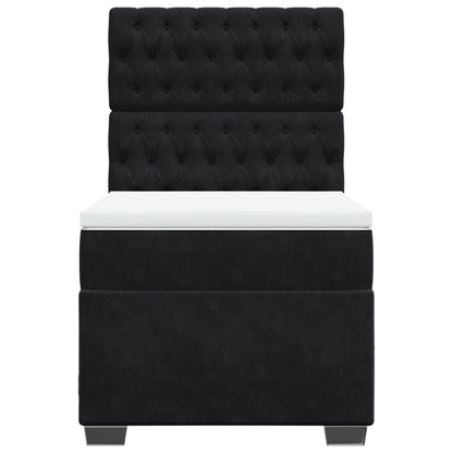 Boxspringbett mit Matratze Schwarz 100x200 cm Samt