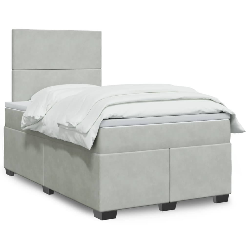 Boxspringbett mit Matratze Hellgrau 120x200 cm Samt
