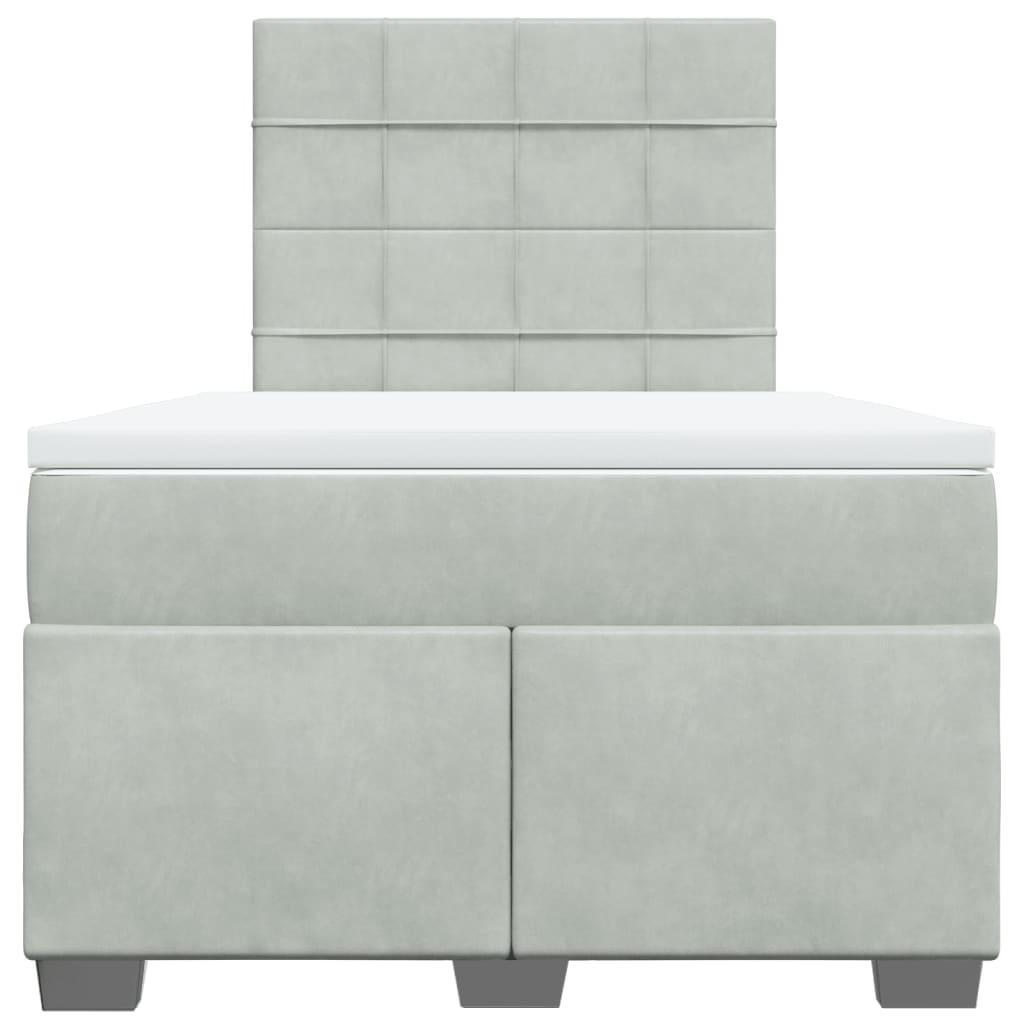 Boxspringbett mit Matratze Hellgrau 120x200 cm Samt
