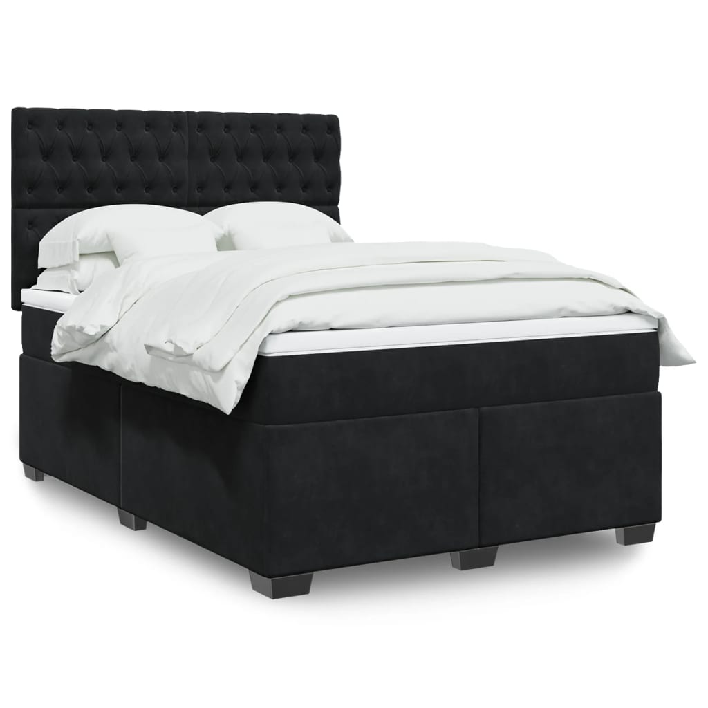 Boxspringbett mit Matratze Schwarz 140x190 cm Samt