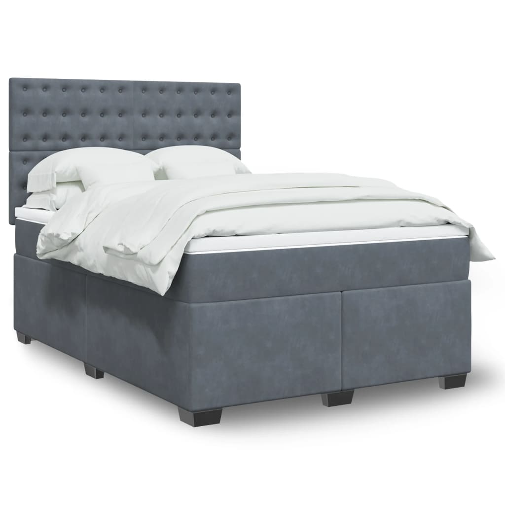 Boxspringbett mit Matratze Dunkelgrau 140x190 cm Samt