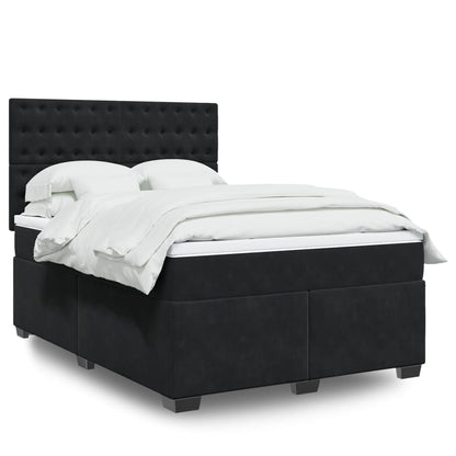 Boxspringbett mit Matratze Schwarz 140x190 cm Samt