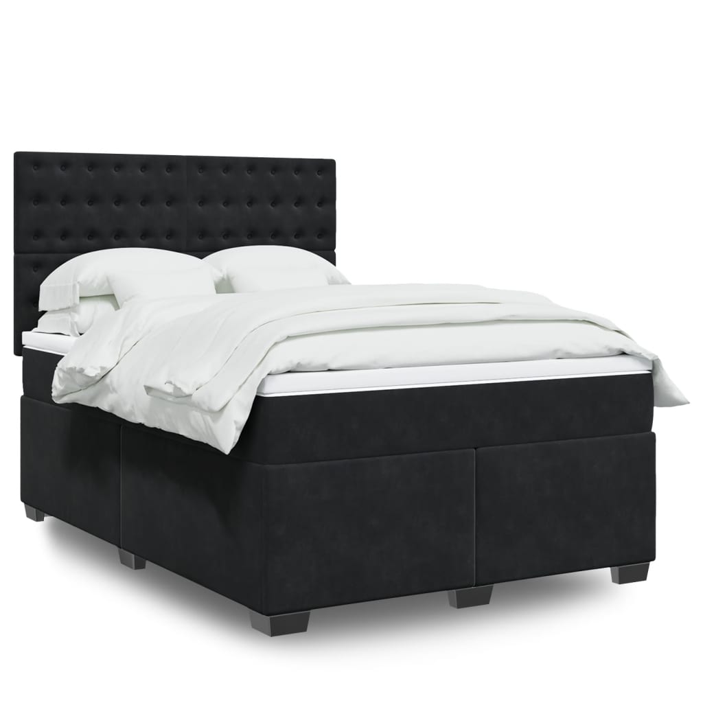 Boxspringbett mit Matratze Schwarz 140x190 cm Samt