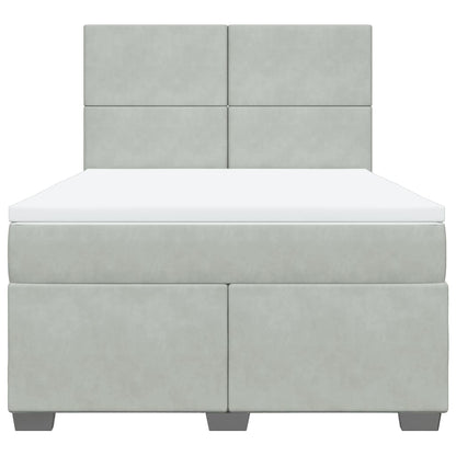 Boxspringbett mit Matratze Hellgrau 140x200 cm Samt