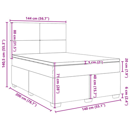 Boxspringbett mit Matratze Dunkelgrau 140x200 cm Samt