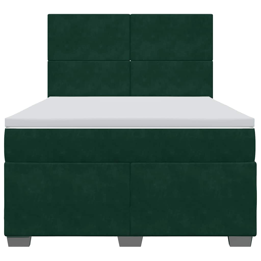 Boxspringbett mit Matratze Dunkelgrün 160x200 cm Samt