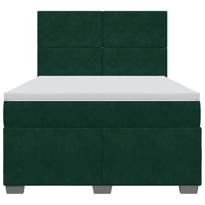 Boxspringbett mit Matratze Dunkelgrün 160x200 cm Samt