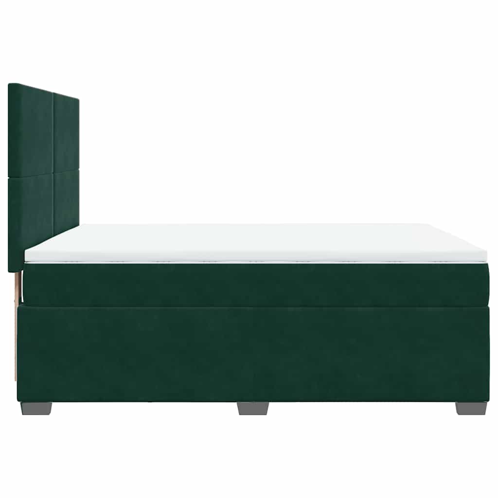 Boxspringbett mit Matratze Dunkelgrün 160x200 cm Samt