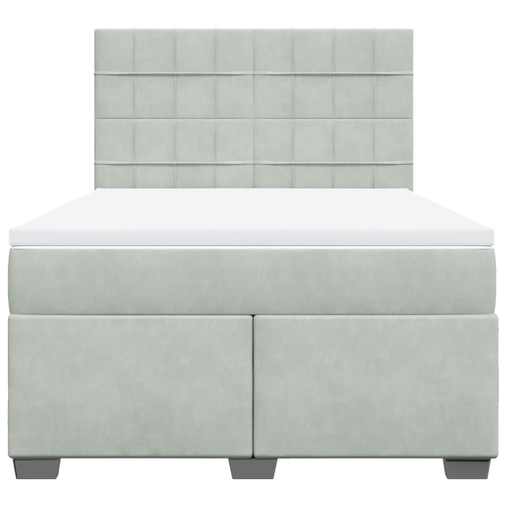 Boxspringbett mit Matratze Hellgrau 160x200 cm Samt