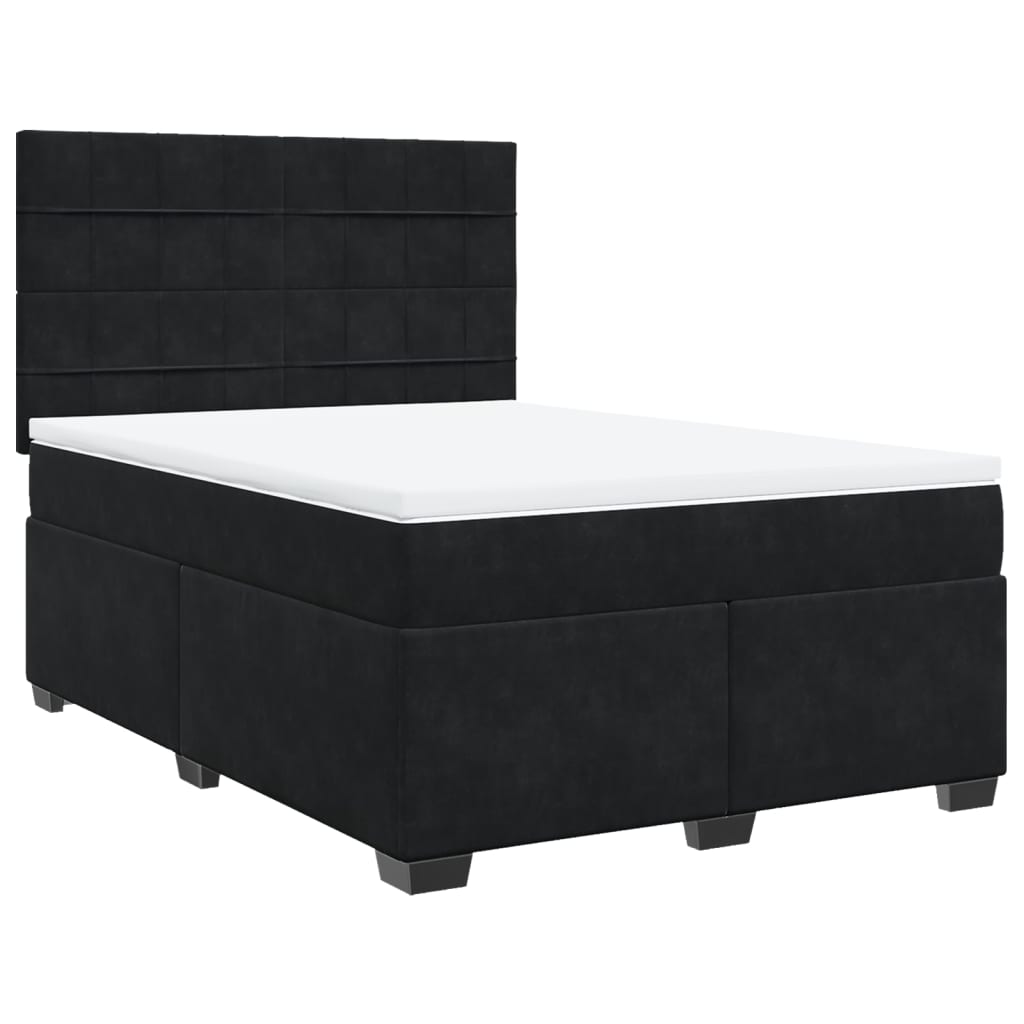 Box spring bed with mattress black 160x200 cm velvet