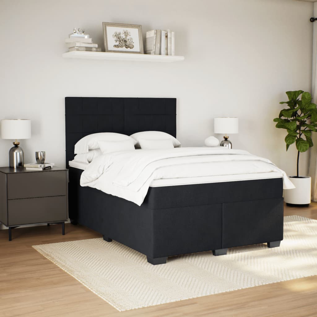 Box spring bed with mattress black 160x200 cm velvet