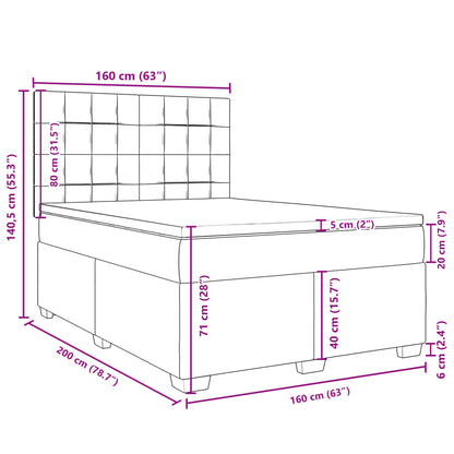 Boxspringbett mit Matratze Schwarz 160x200 cm Samt