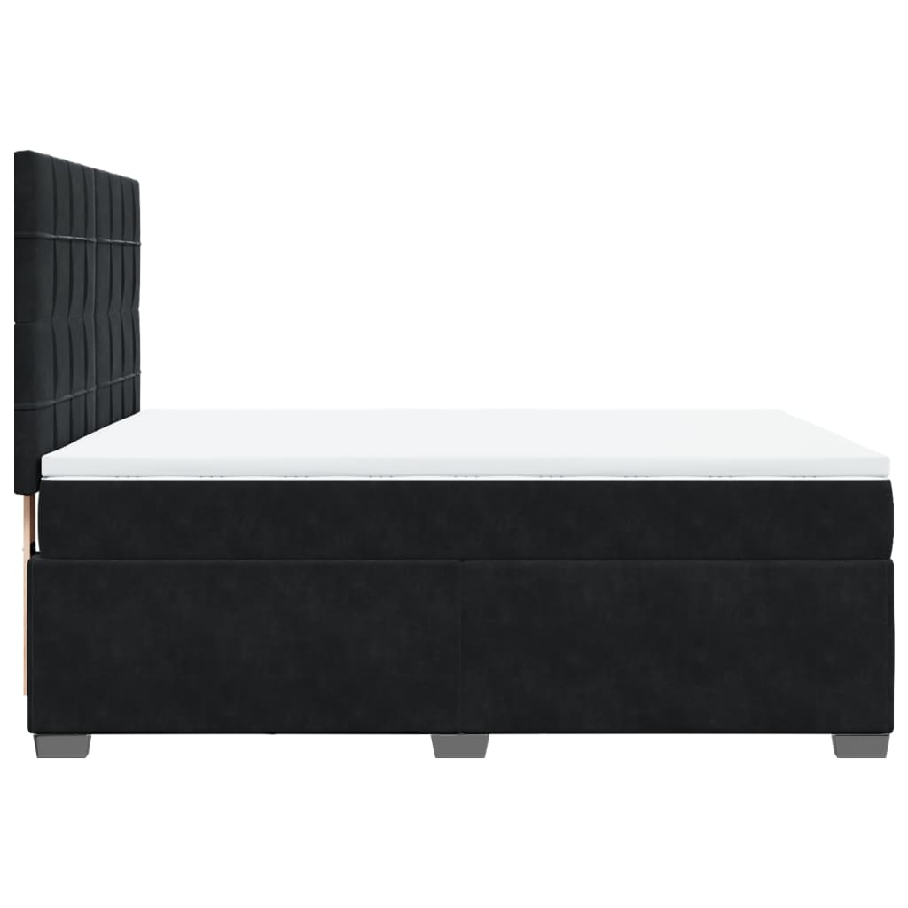 Box spring bed with mattress black 160x200 cm velvet