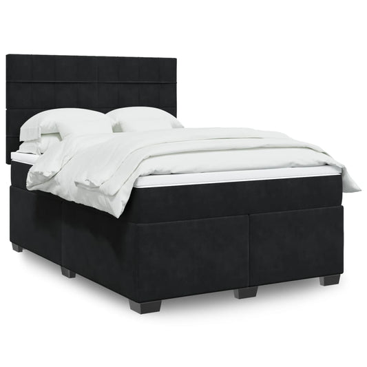 Box spring bed with mattress black 160x200 cm velvet