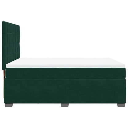 Boxspringbett mit Matratze Dunkelgrün 160x200 cm Samt