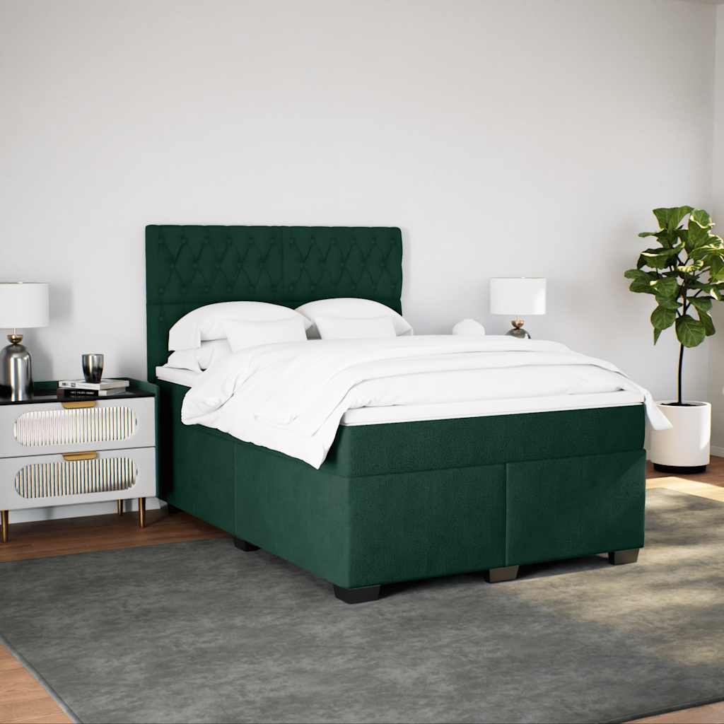Boxspringbett mit Matratze Dunkelgrün 160x200 cm Samt