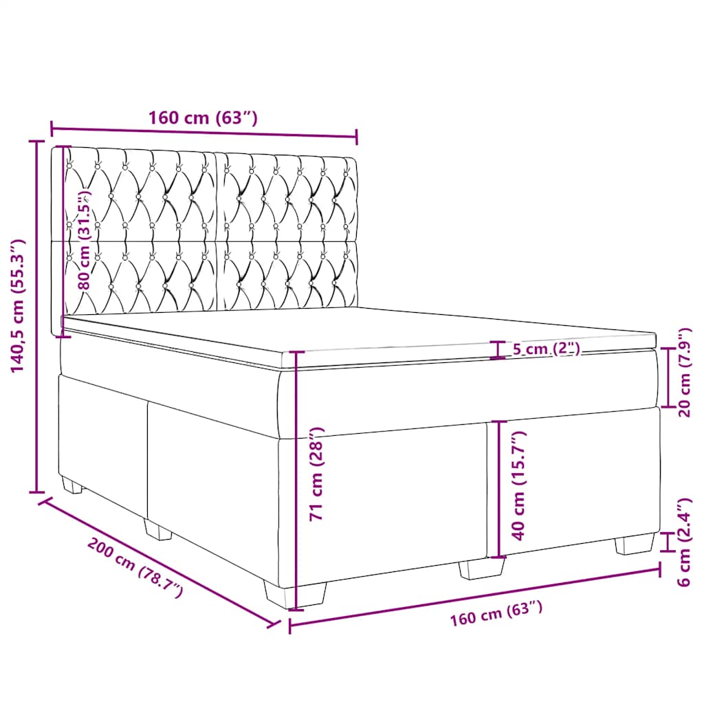 Boxspringbett mit Matratze Dunkelgrün 160x200 cm Samt