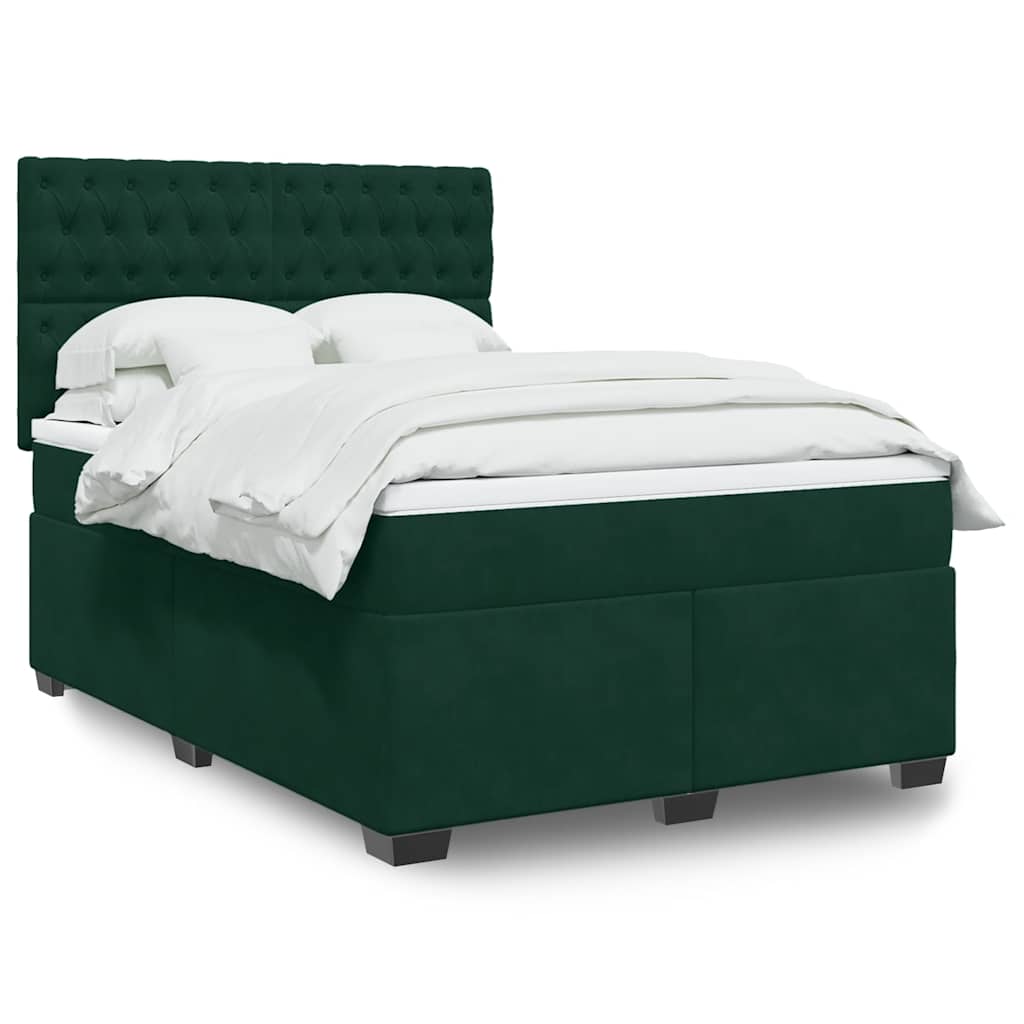 Boxspringbett mit Matratze Dunkelgrün 160x200 cm Samt