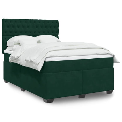 Boxspringbett mit Matratze Dunkelgrün 160x200 cm Samt