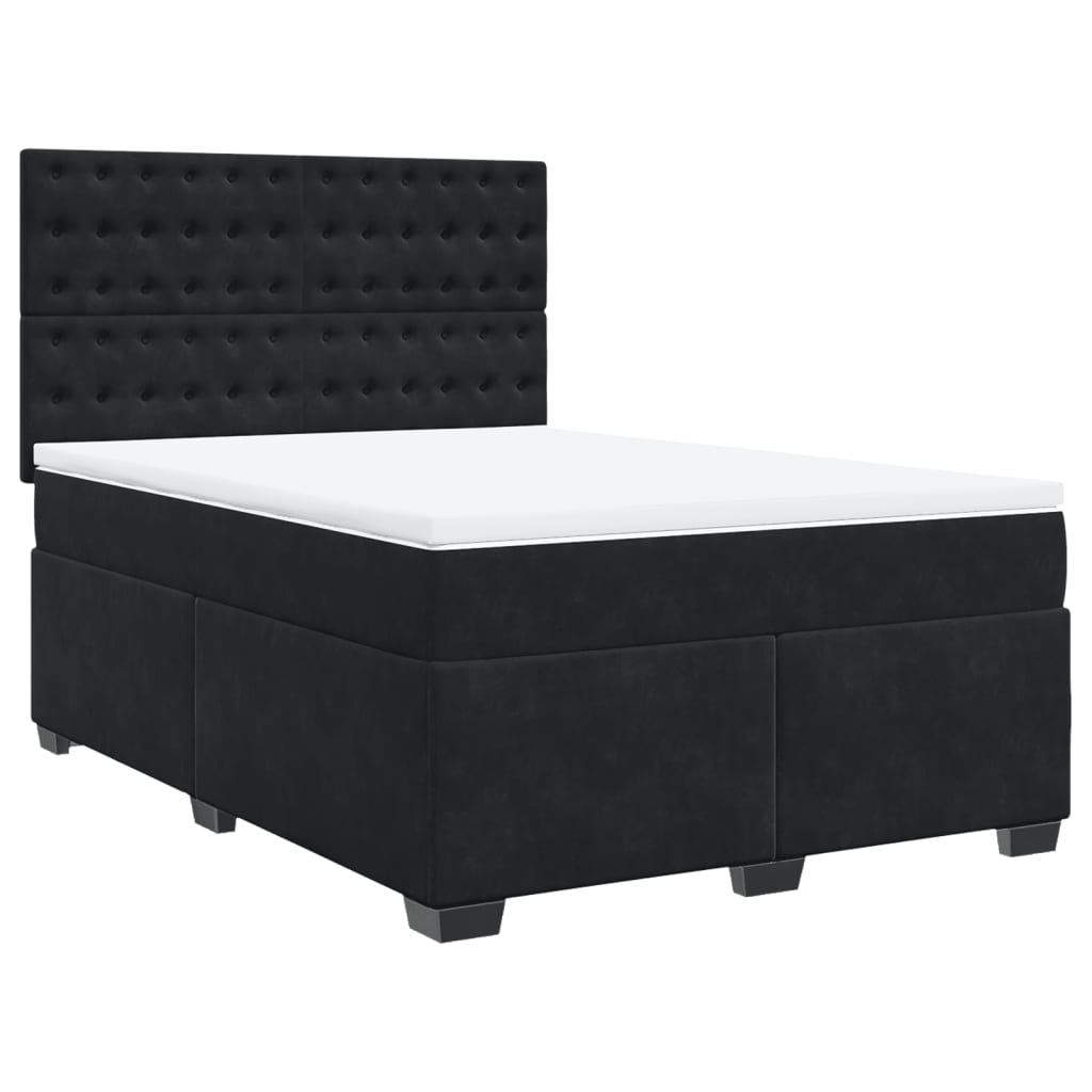Box spring bed with mattress black 160x200 cm velvet