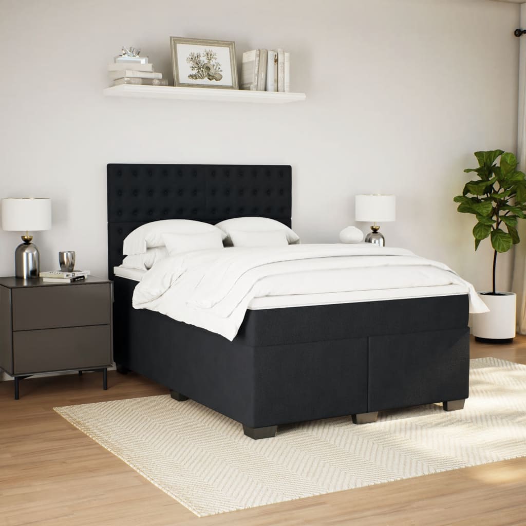 Box spring bed with mattress black 160x200 cm velvet
