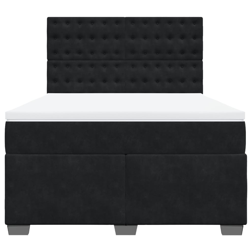 Box spring bed with mattress black 160x200 cm velvet