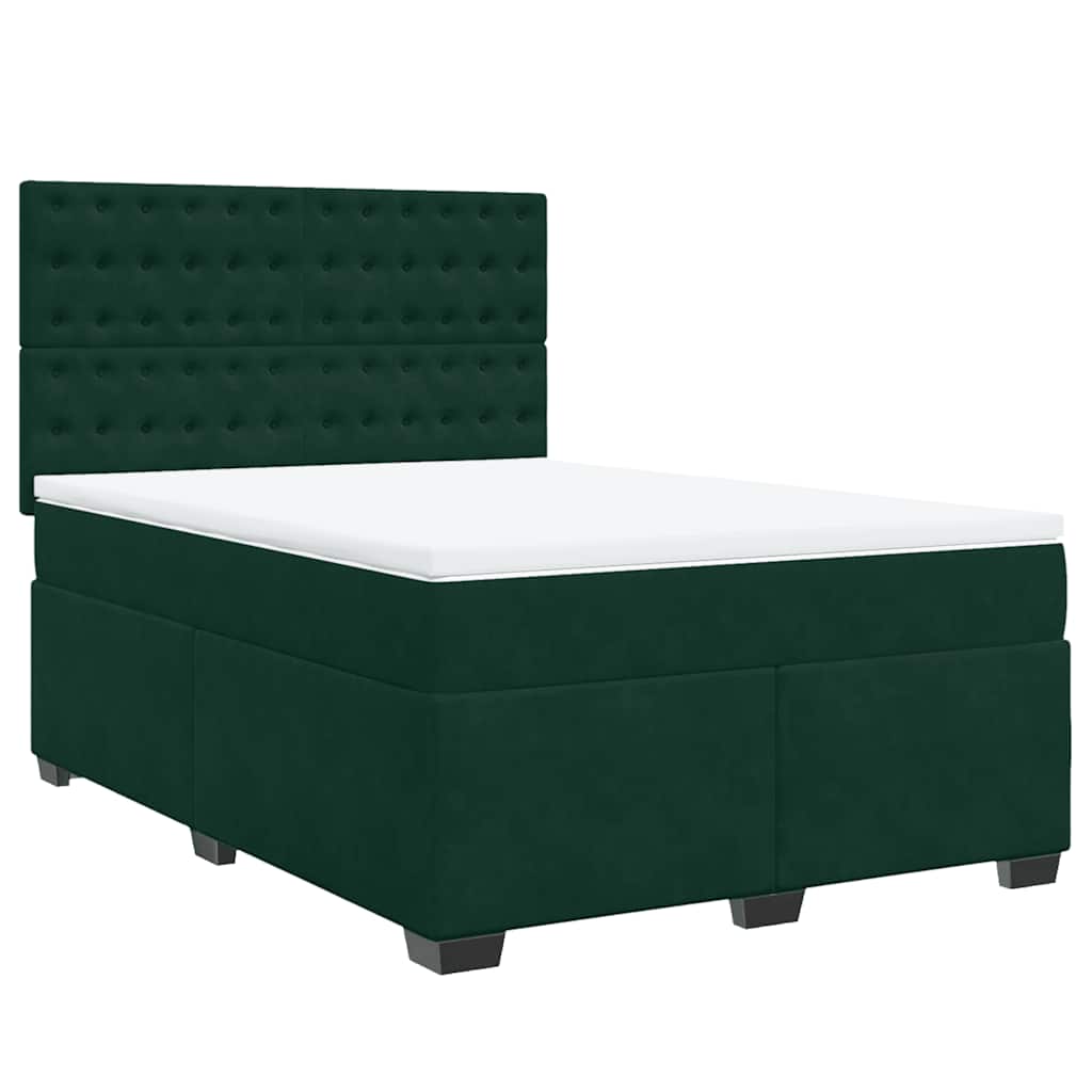 Boxspringbett mit Matratze Dunkelgrün 160x200 cm Samt