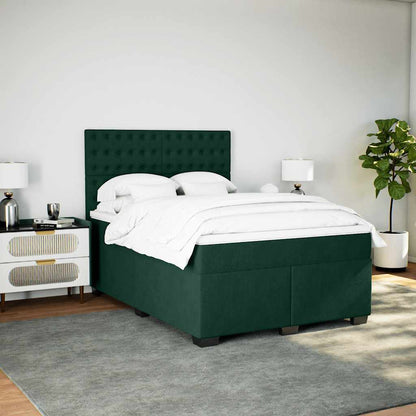 Boxspringbett mit Matratze Dunkelgrün 160x200 cm Samt