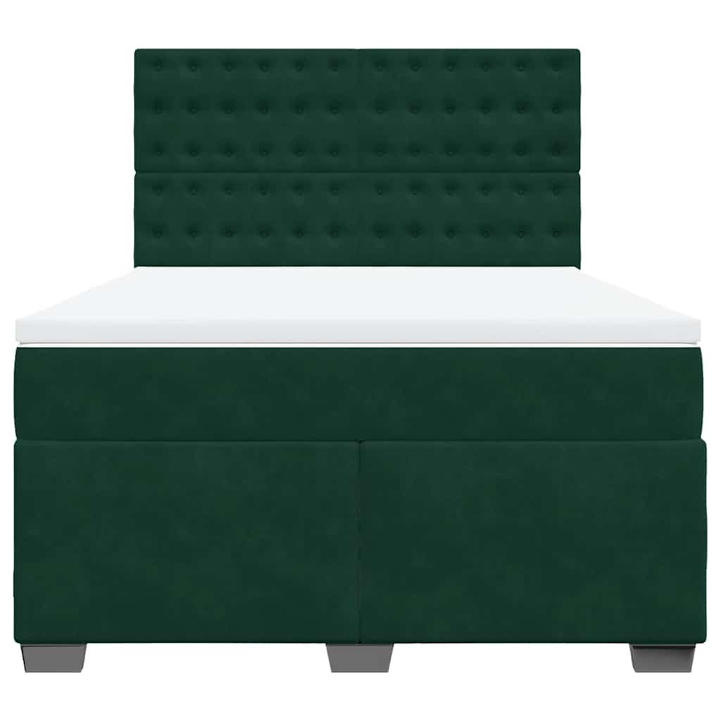 Boxspringbett mit Matratze Dunkelgrün 160x200 cm Samt