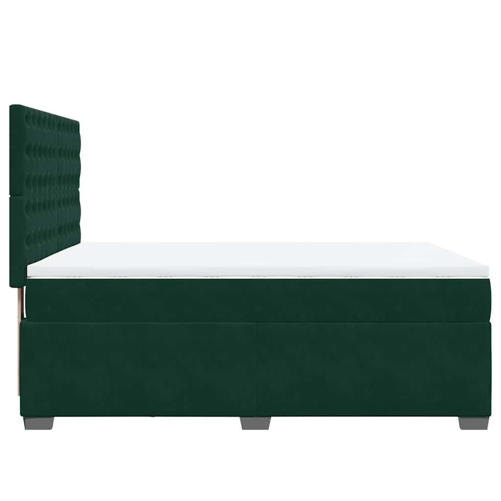 Boxspringbett mit Matratze Dunkelgrün 160x200 cm Samt