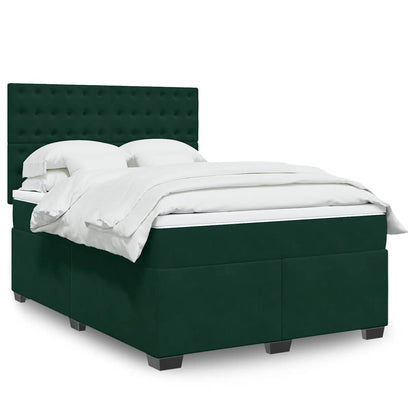 Boxspringbett mit Matratze Dunkelgrün 160x200 cm Samt