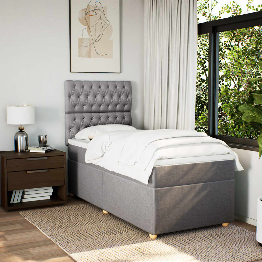 Boxspringbett mit Matratze Taupe 80x200 cm Stoff