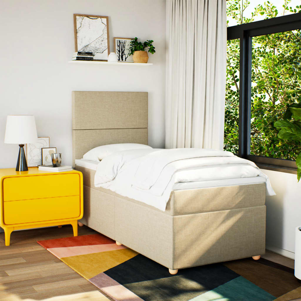 Boxspringbett mit Matratze Creme 90x200 cm Stoff