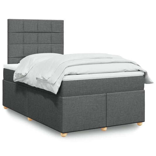 Lit à sommier tapissier avec matelas en tissu gris foncé 120x190 cm