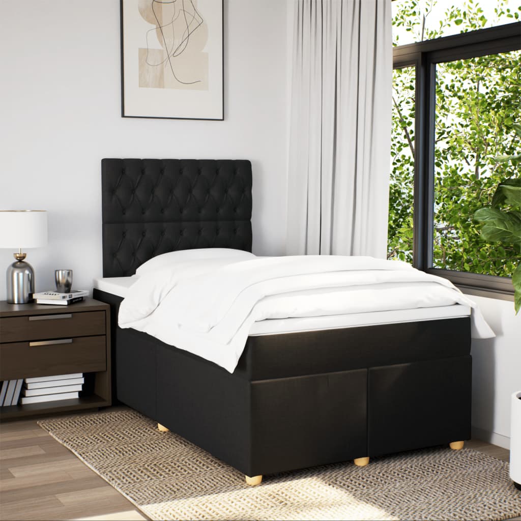 Boxspringbett mit Matratze Schwarz 120x190 cm Stoff