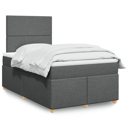 Box spring bed with mattress dark grey 120x200 cm fabric
