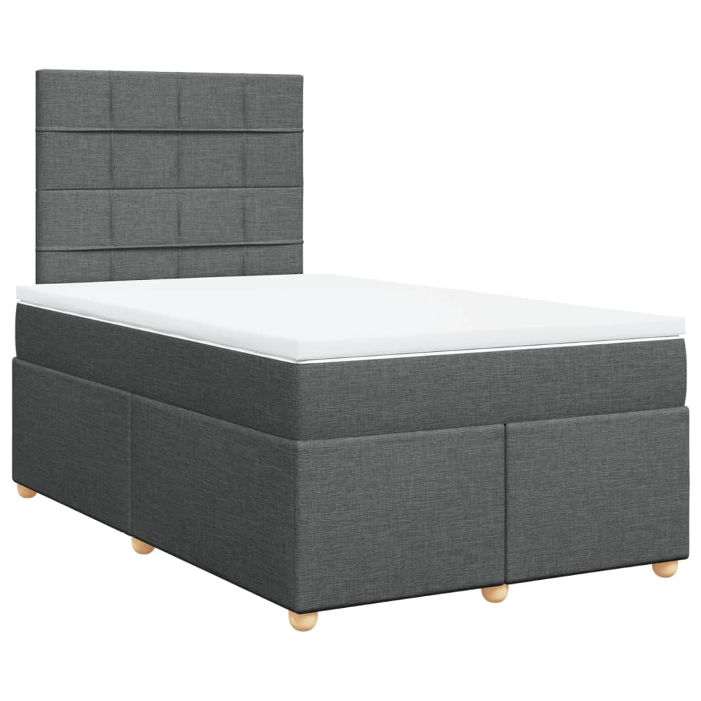 Box spring bed with mattress dark grey 120x200 cm fabric