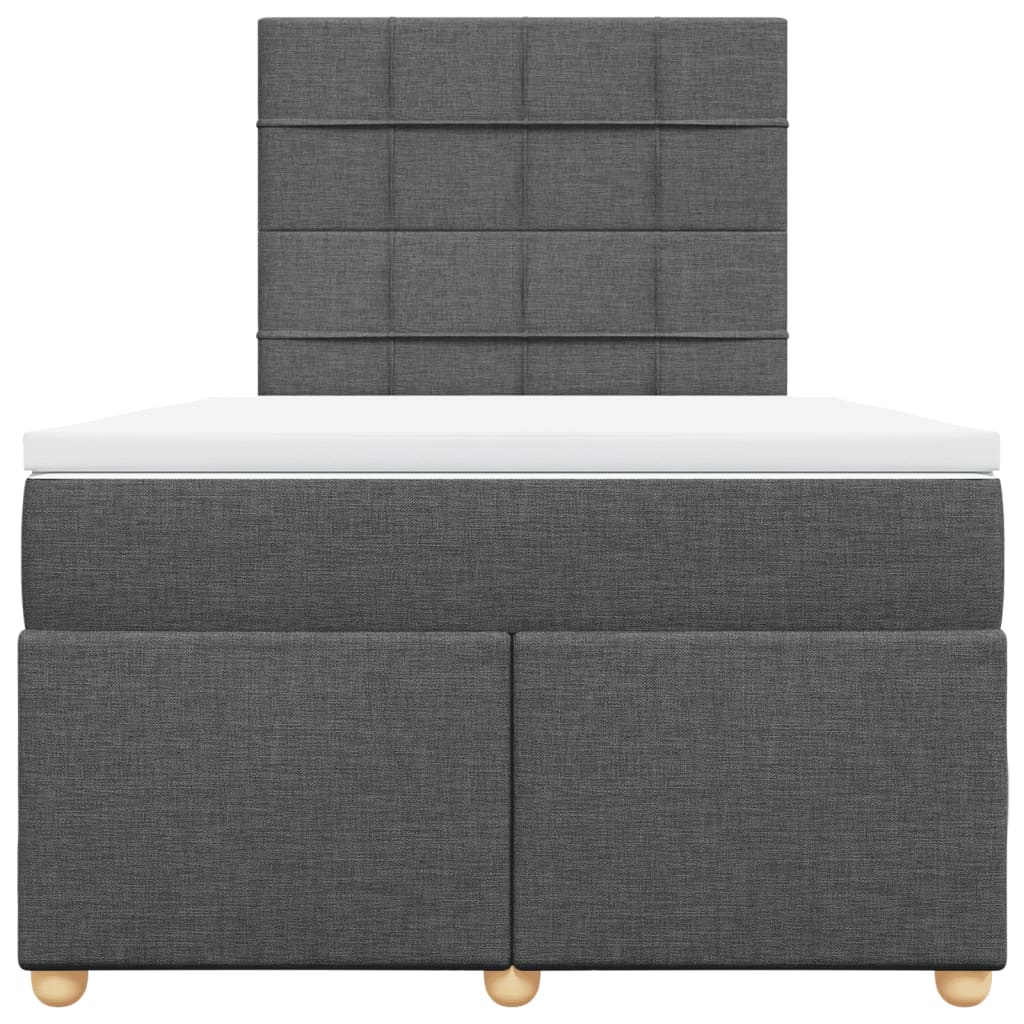 Box spring bed with mattress dark grey 120x200 cm fabric