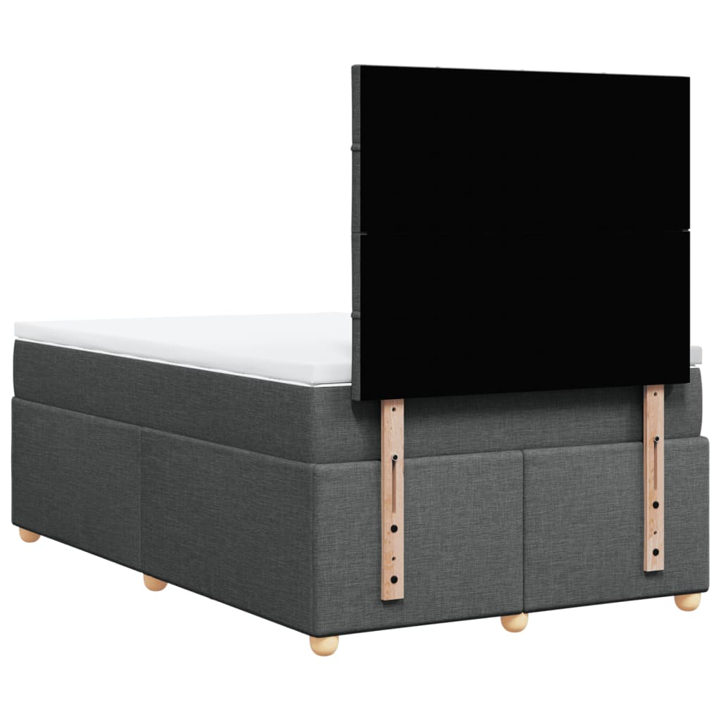 Box spring bed with mattress dark grey 120x200 cm fabric