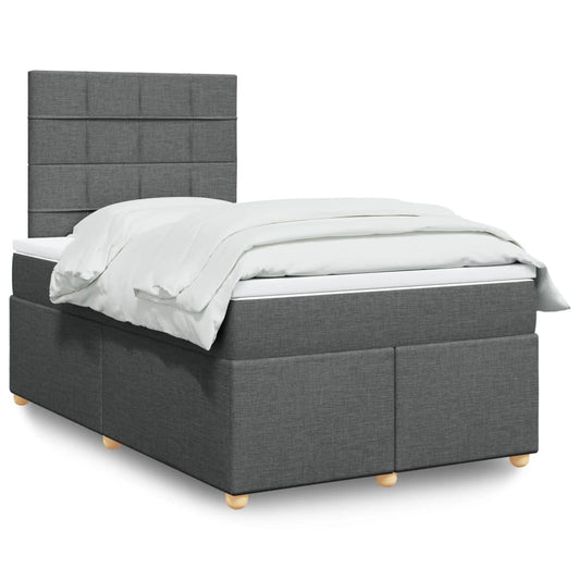 Box spring bed with mattress dark grey 120x200 cm fabric