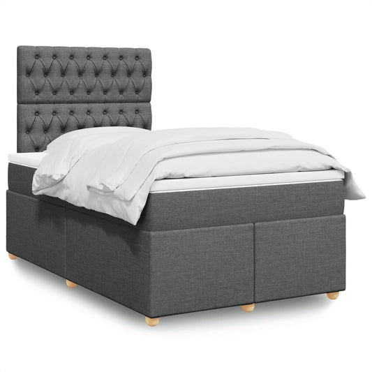 Lit sommier tapissier avec matelas tissu gris foncé 120x200 cm
