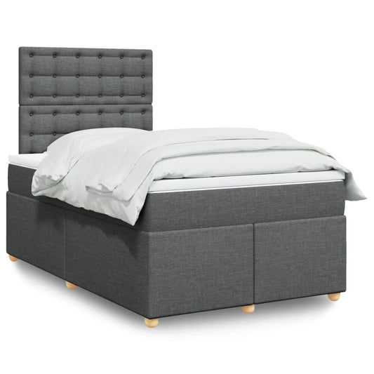 Box spring bed with mattress dark grey 120x200 cm fabric