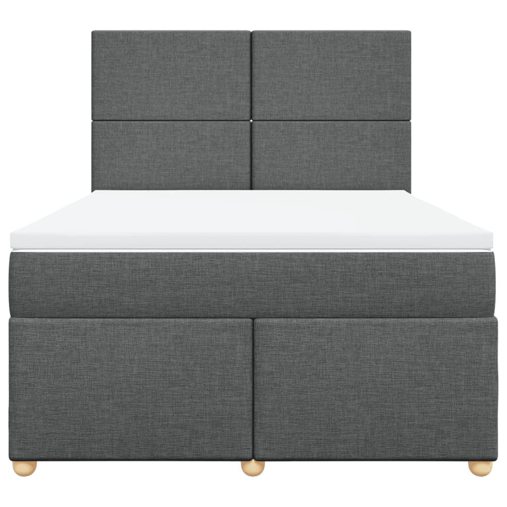 Boxspringbett mit Matratze Dunkelgrau 140x190 cm Stoff