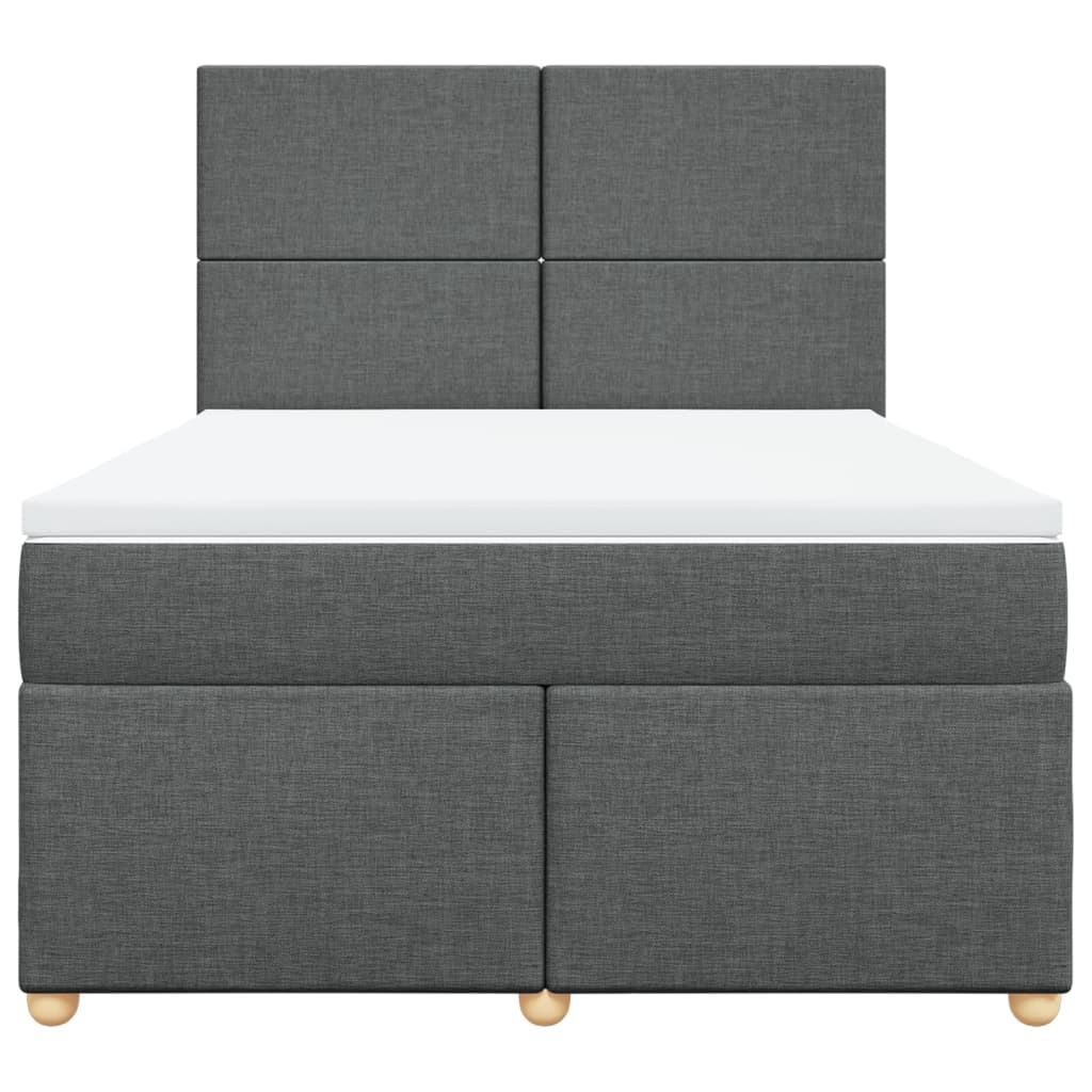 Boxspringbett mit Matratze Dunkelgrau 140x190 cm Stoff