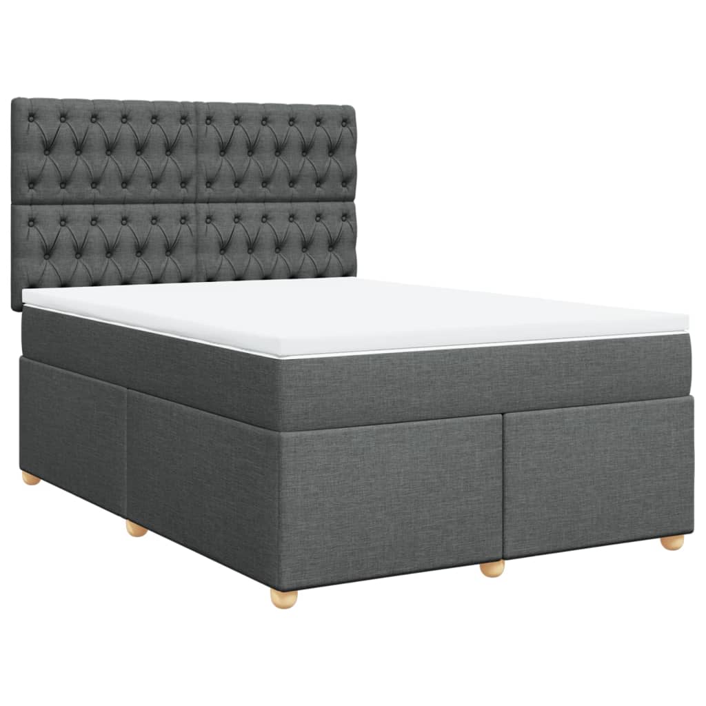 Boxspringbett mit Matratze Dunkelgrau 140x190 cm Stoff