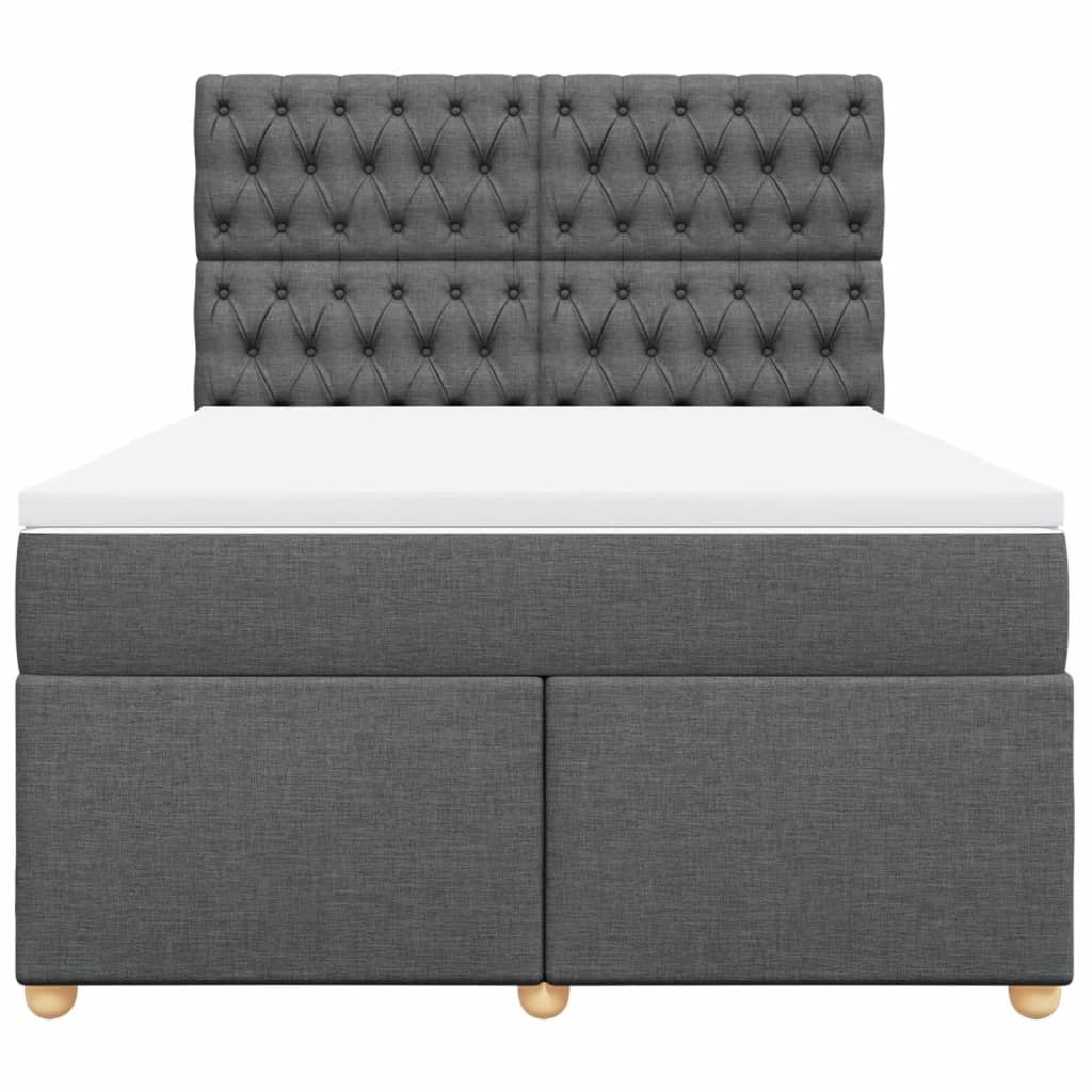 Boxspringbett mit Matratze Dunkelgrau 140x190 cm Stoff