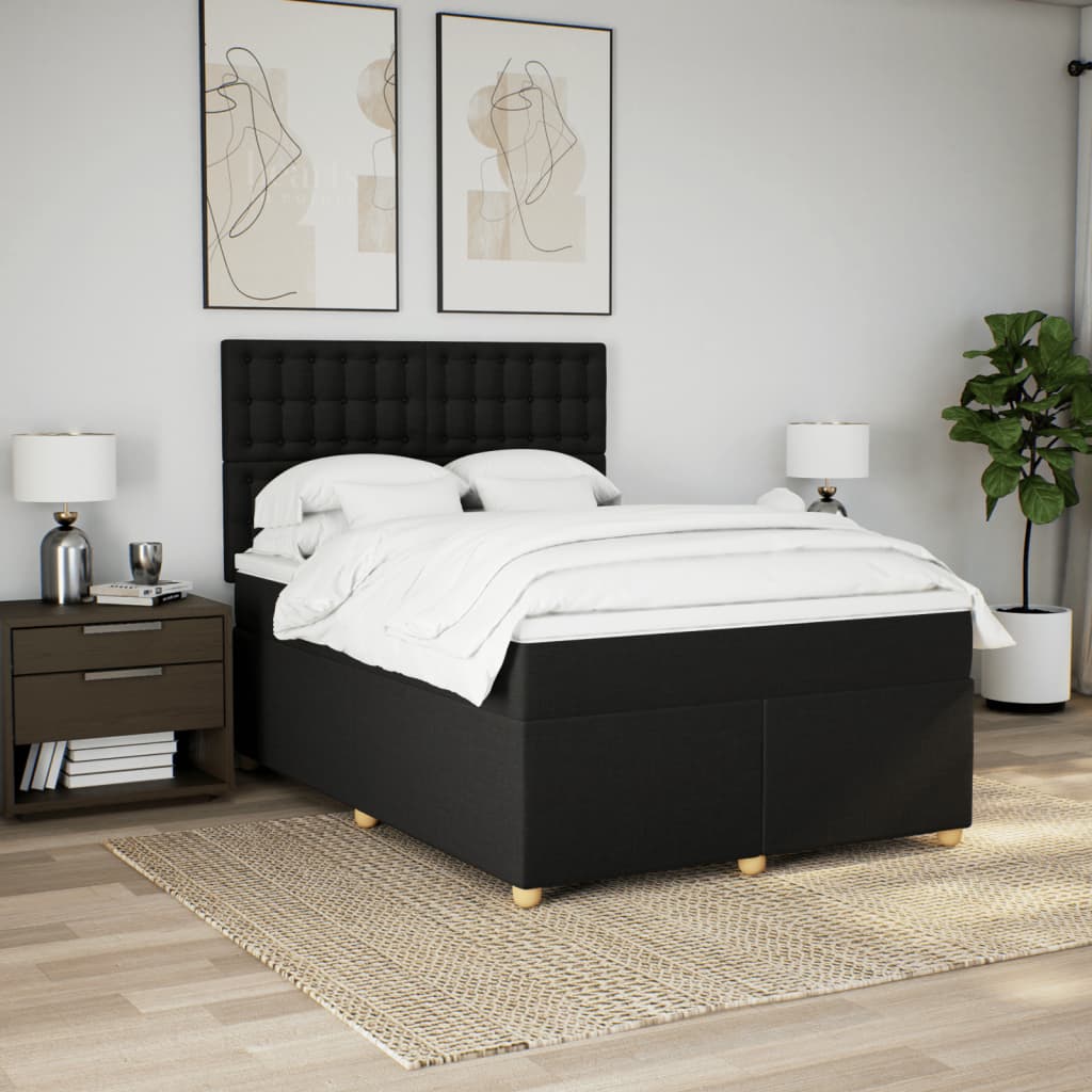 Boxspringbett mit Matratze Schwarz 140x190 cm Stoff