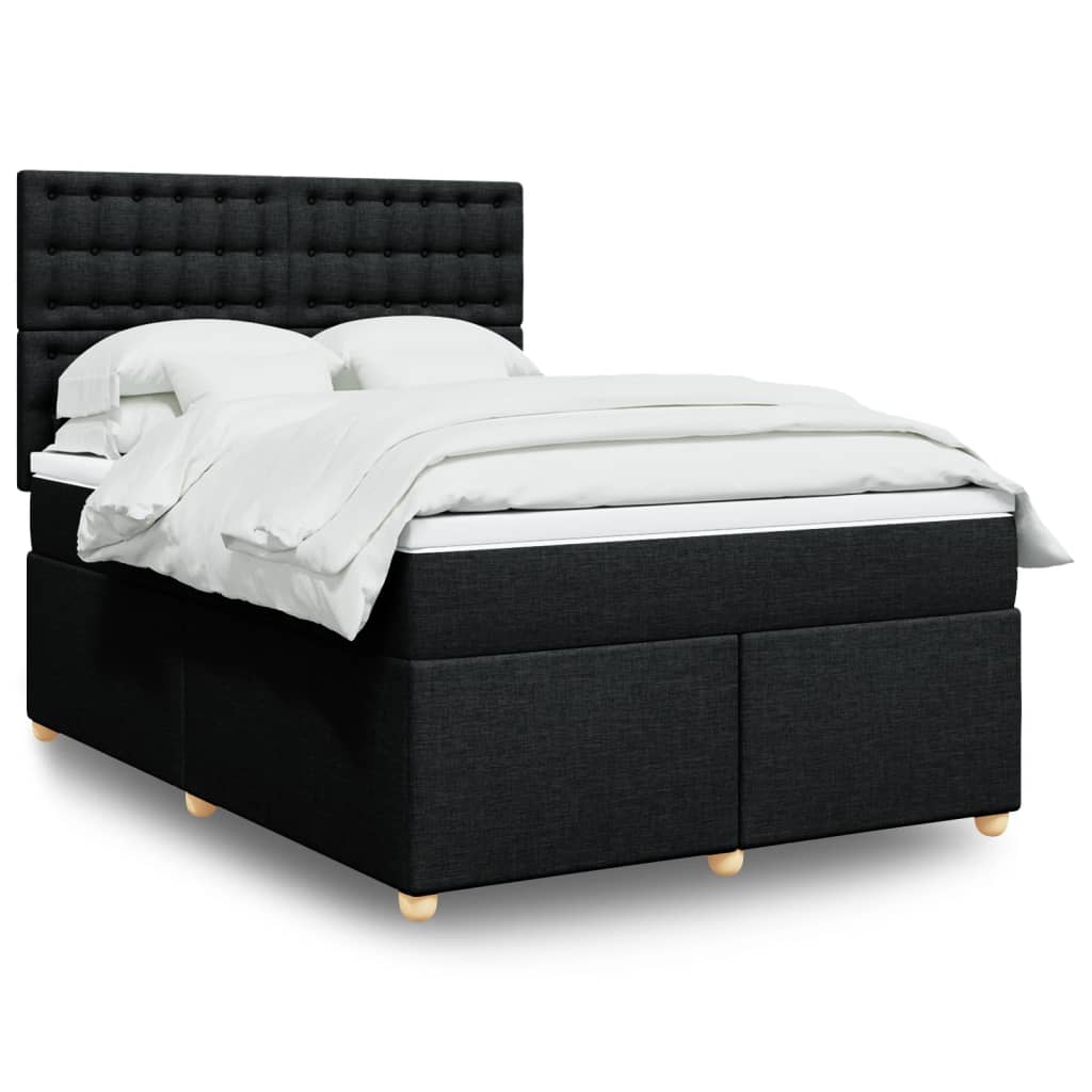 Boxspringbett mit Matratze Schwarz 140x190 cm Stoff